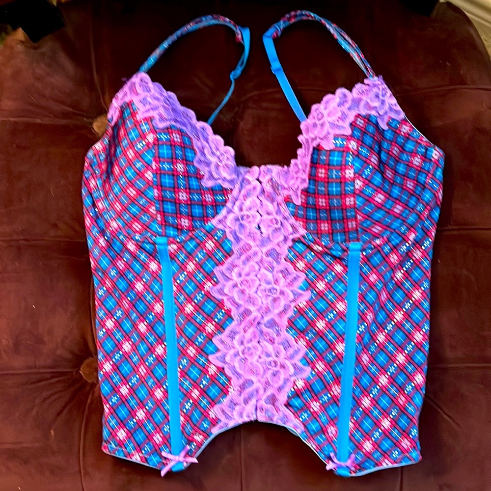 Victoria Secret bustier. 36C, Blue, purple, reds.